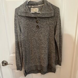 Anthropologie Gray Knit Sweater with Buttons, X-Small